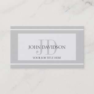 Carte De Visite Argent de blanc d'initiales de monogramme de