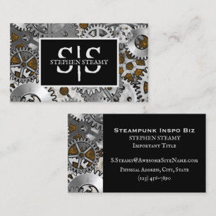 Carte De Visite Argent d'engrenage Steampunk Grunge Brown Burout
