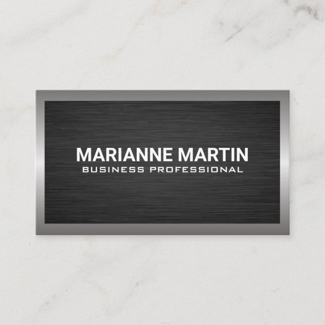 Carte De Visite Argent en aluminium métallique foncé (Devant)