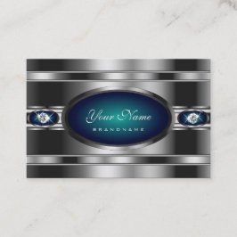 Carte De Visite Argent et bleu extravagant avec des strass Faux