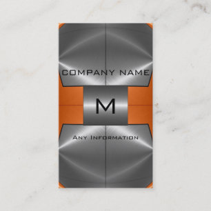 Carte De Visite Argent et métal orange d'acier inoxydable