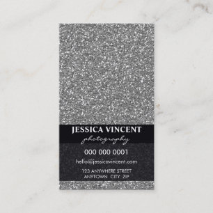 Carte De Visite Argent étincelant simple de parties scintillantes