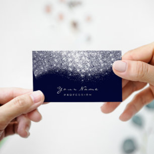 Carte De Visite Argent gris bleu marine Parties scintillant maquil