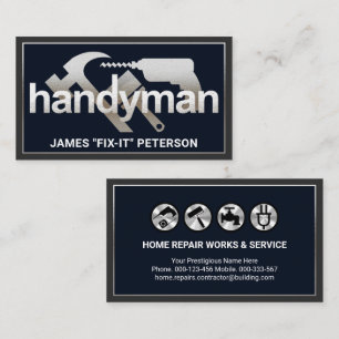Carte De Visite Argent Handyman Outils Frame