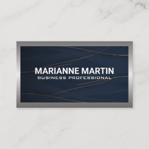 Carte De Visite Argent métallique en aluminium brossé   Bleu Foncé