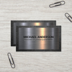 Carte De Visite Argent métallique en aluminium brossé   Bordure en
