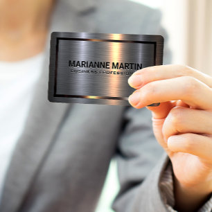 Carte De Visite Argent métallique en aluminium brossé Bordure mé
