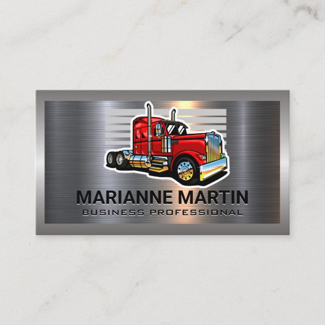 Carte De Visite Argent métallique en aluminium brossé | Camion Sem (Devant)