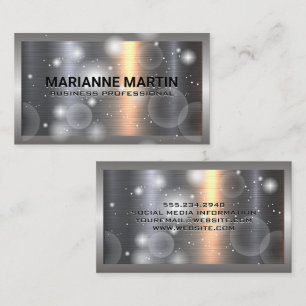 Carte De Visite Argent métallique en aluminium brossé   Éclairer
