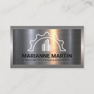Carte De Visite Argent métallique en aluminium brossé Engin de c