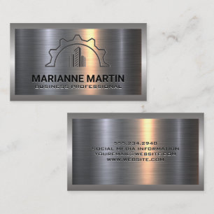 Carte De Visite Argent métallique en aluminium brossé   Logo de co