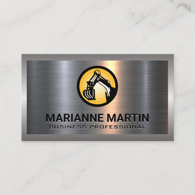 Carte De Visite Argent métallique en aluminium brossé | Logo de co (Devant)