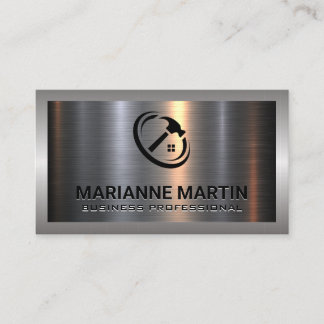 Carte De Visite Argent métallique en aluminium brossé | Logo du ma
