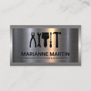 Carte De Visite Argent métallique en aluminium brossé Logo du ma