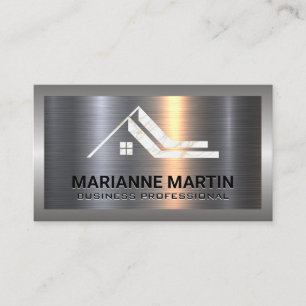 Carte De Visite Argent métallique en aluminium brossé Logo du to