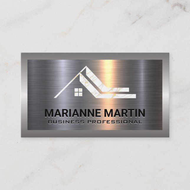 Carte De Visite Argent métallique en aluminium brossé | Logo du to (Devant)