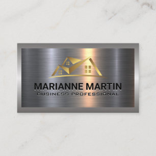 Carte De Visite Argent métallique en aluminium brossé   Logo Gold 