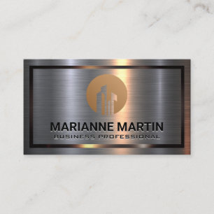 Carte De Visite Argent métallique en aluminium brossé   Logo immob