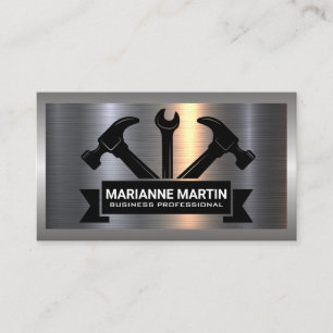 Carte De Visite Argent métallique en aluminium brossé   Outils de 