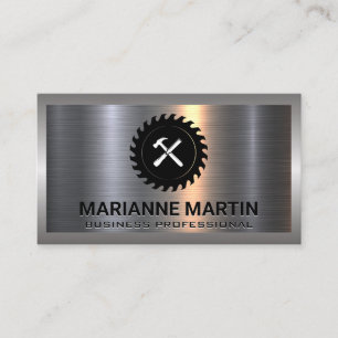 Carte De Visite Argent métallique en aluminium brossé   Scie et ma