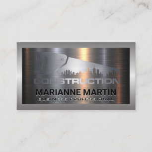 Carte De Visite Argent métallique en aluminium brossé Vue à main