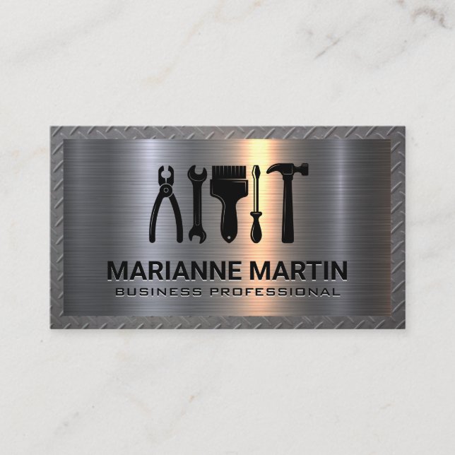 Carte De Visite Argent métallique en aluminium | Cadre en acier (Devant)