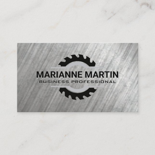 Carte De Visite Argent métallique en aluminium | Lame de scie (Devant)