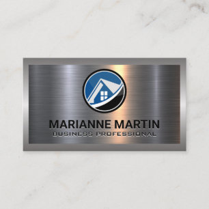 Carte De Visite Argent métallique en aluminium Logo de la maison