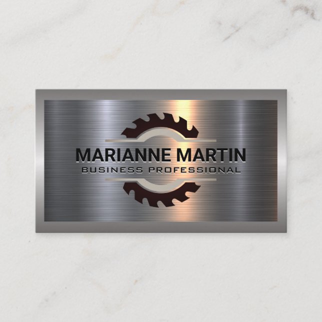 Carte De Visite Argent métallique en aluminium | Scie (Devant)