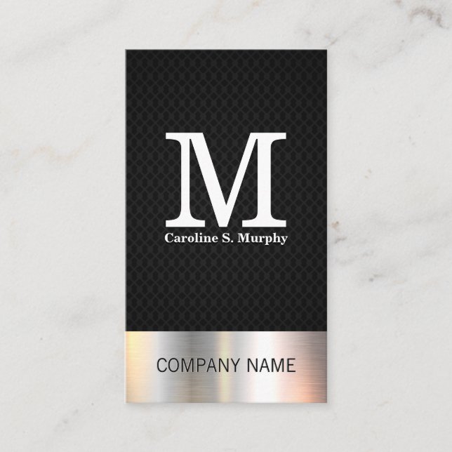 Carte De Visite Argent Métallisé | Maillage noir (Devant)