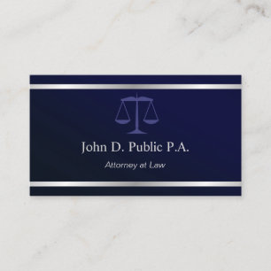 Carte De Visite Argent moderne Bleu marine Avocat Avocat Avocat
