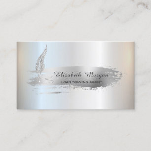 Carte De Visite Argent Parties scintillant plume Argent Brush Stro