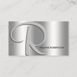 Carte De Visite Argent simple et élégant sur monogramme de script 