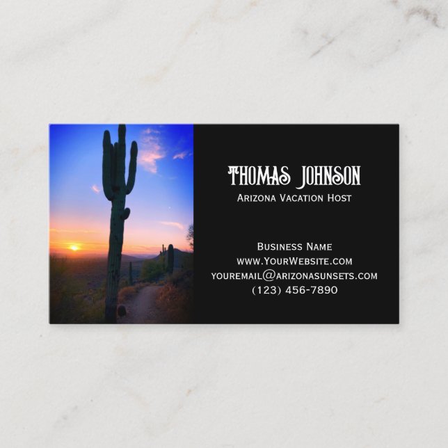 Carte De Visite Arizona Saguaro Cactus coucher de soleil personnal (Devant)