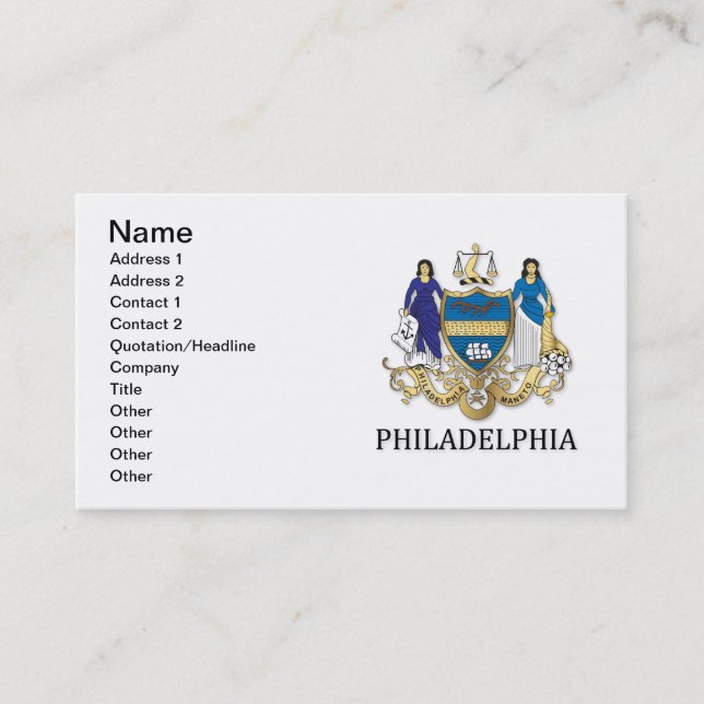 Carte De Visite Armoiries de la ville de Philadelphie (Devant)