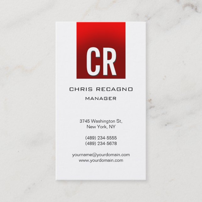 Carte de visite Arrière - plan blanc de bande roug (Devant)