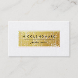 Carte De Visite Arrière - plan blanc élégant Faux Gold Grunge Fram