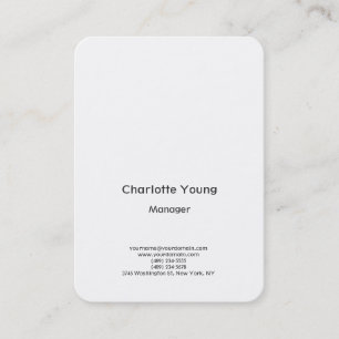 Carte De Visite Arrière - plan blanc élégant minimaliste simple