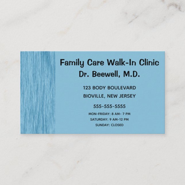 Carte De Visite Arrière - plan Bleu (Devant)