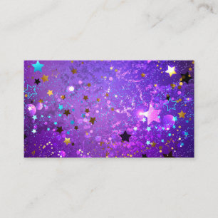 Carte De Visite Arrière - plan de feuille violet avec étoiles