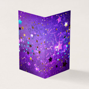 Carte De Visite Arrière - plan de feuille violet avec étoiles
