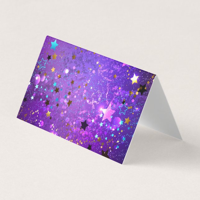Carte De Visite Arrière - plan de feuille violet avec étoiles (Devant)