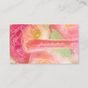 Carte De Visite Arrière - plan des bouquets de pivoines de