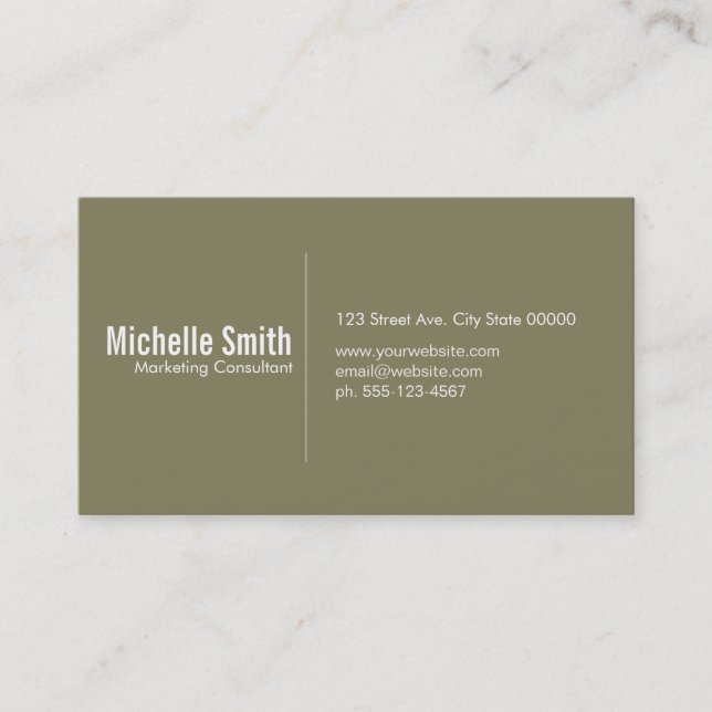 Carte De Visite Arrière - plan d'olive avec ligne Divider (Devant)