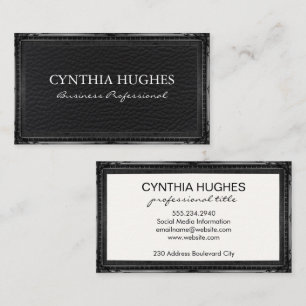 Carte De Visite Arrière - plan en cuir   Black Antique Frame