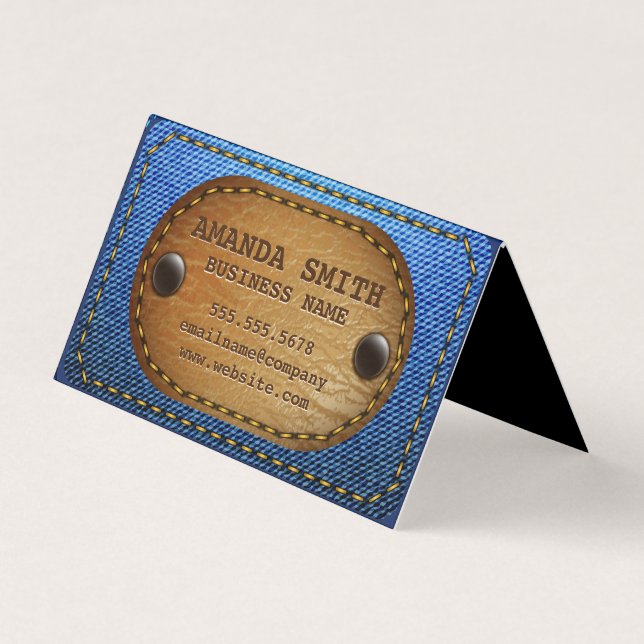 Carte De Visite Arrière - plan en cuir Denim (Devant)