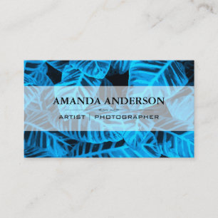 Carte De Visite Arrière - plan Feuille bleu tropical