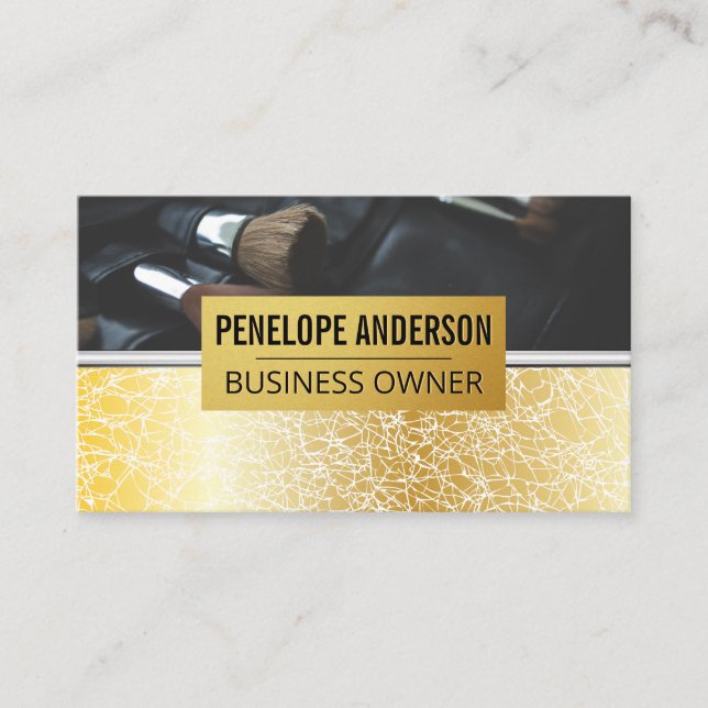 Carte De Visite Arrière - plan Gold Texture | Brosses de maquillag (Devant)