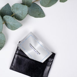 Carte De Visite Arrière - plan gris argent métallique et frontière