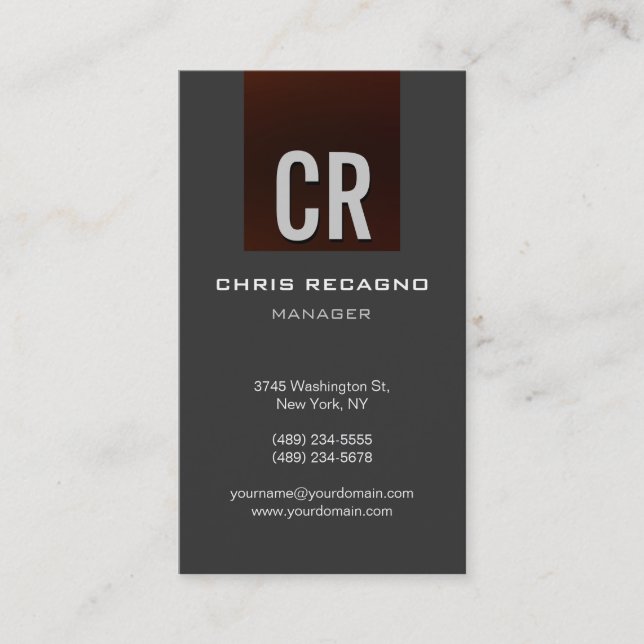 Carte de visite Arrière - plan gris rouge brun ver (Devant)